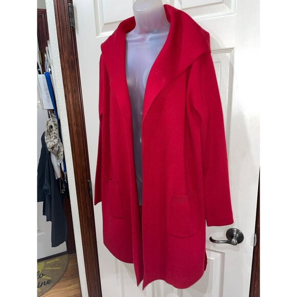 Vertigo Paris Red Hooded Open Front Cardigan W/ Pockets L - Picture 7 of 8